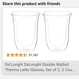 Delonghi latte or double walled wine glasses set of two